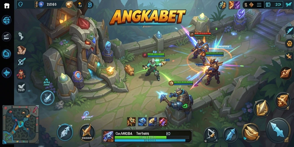 Tampilan gameplay seru dalam pertempuran tim MOBA.