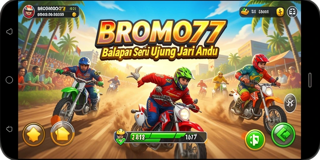 Gameplay BROMO77 menampilkan balapan cepat dan mendebarkan.