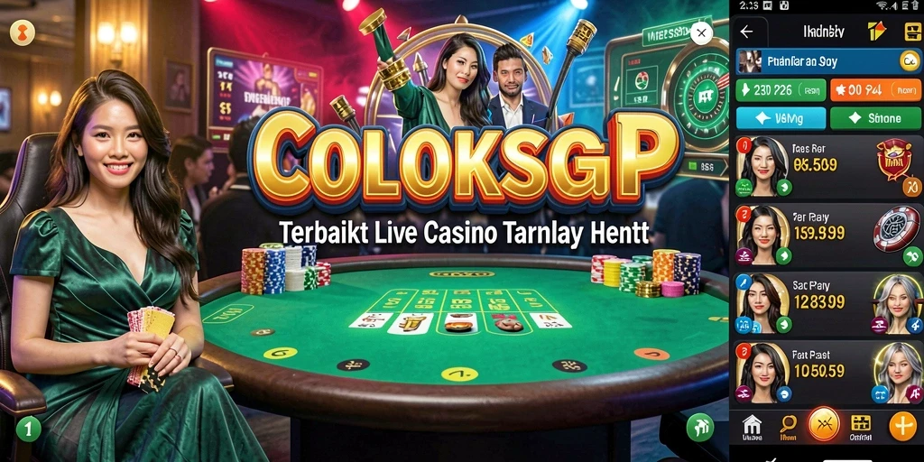 Screenshot utama COLOKSGP menampilkan dealer langsung saat bermain Live Casino.