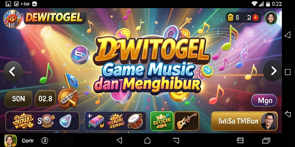 Screenshot gameplay DEWITOGEL dengan berbagai tantangan musik.