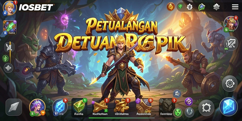 Screenshot gameplay IOSBET dengan karakter RPG yang dinamis.