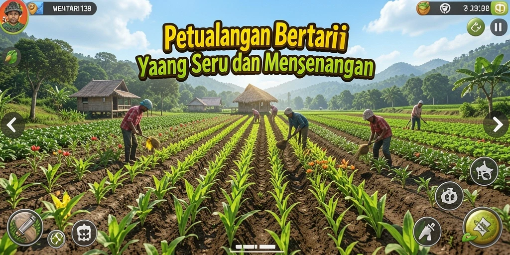 Screenshot MENTARI138 yang menunjukkan aktivitas bertani yang seru.