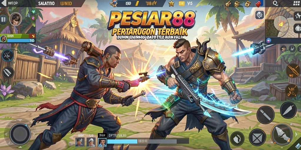 Screenshot PESIAR88 menunjukkan aksi Battle Royale yang mendebarkan.