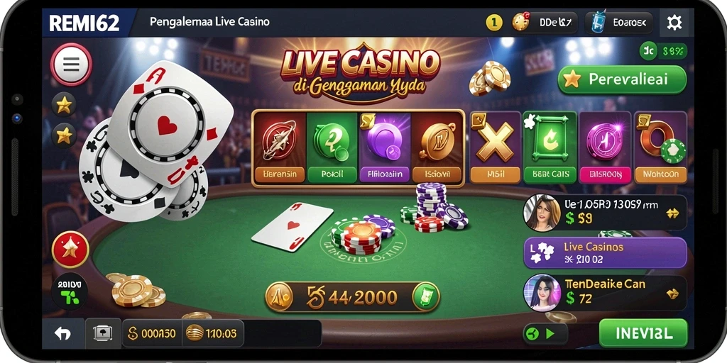 Tampilan gameplay Live Casino yang mendebarkan di REMI62.