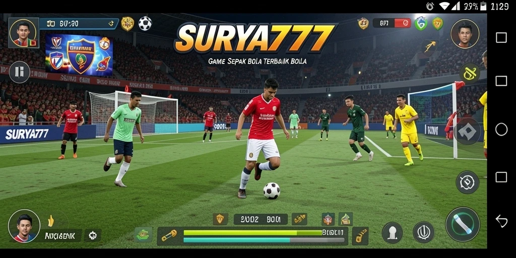 Screenshot menarik dari gameplay <strong>SURYA777</strong> menampilkan aksi sepak bola yang seru.